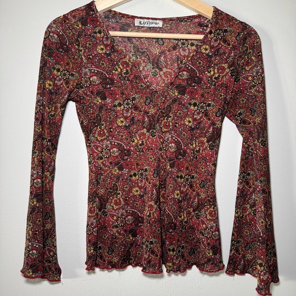 Self Esteem Tops - Vintage 90s y2k self esteem Paisley Flower long sleeve blouse Small